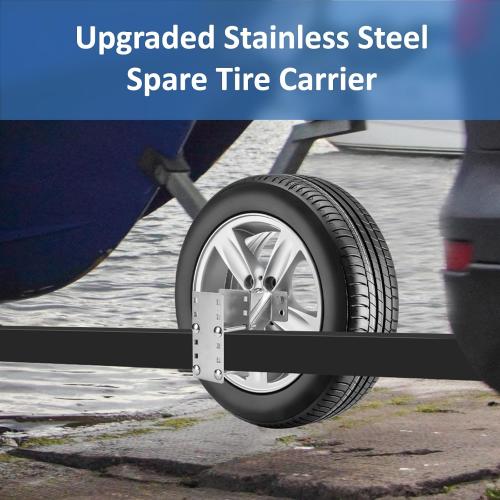 GADFISH Stainless Steel Spare Tire Carrier, Upgrade Spare Tire Mount Trailer Carrier Bracket, Fits 4 & 5 & 6 Lugs Trailer Wheels on 4, 4.5, 4.75, 5 and 5.5 Bolt Patterns, Holds up to 150 Lbs