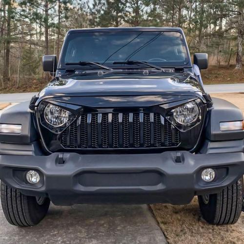 Color Black Front Vader Grille Compatible with 2018-2025 Wrangler JL & 2020-2025 Gladiator JT, w/o TrailCam (Glossy Black)