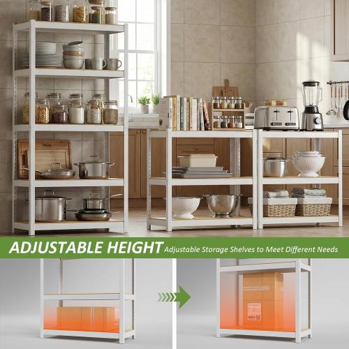 Durstruct 5 Tier White Metal Shelving Unit 1500LBS 24 W×16 D×60 H | Adjustable Storage Utility Rack Heavy Duty Shelves Organization Multipurpose Shelf for Pantry Closet Kitchen Garage Bathroom