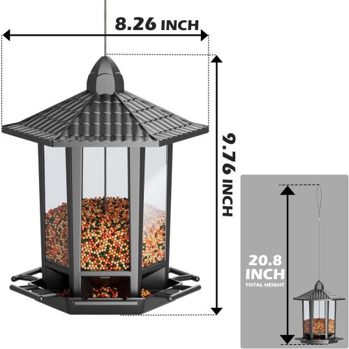 Birdream 2 Pack Bird Feeders for Outdoor Hanging, Retro Pagoda Design Fun Installation Bird Feeder, Attracting Wild Birds Chickadees Goldfinches Cardinals Finches and Sparrows