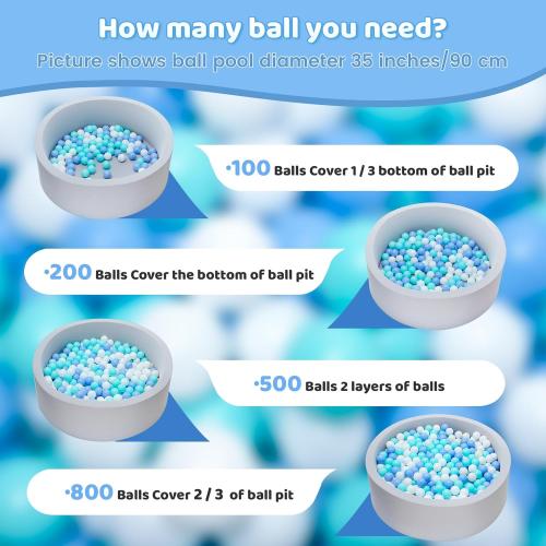 MoonxHome Ball Pit Balls for Toddlers, BPA Free Crush Proof Plastic Toy Balls for Ball Pit, Children's Pool Water Toys, Macaron Ocean Balls for Play Tent 2.15 Inch Pack of 100 200 500 800 1000