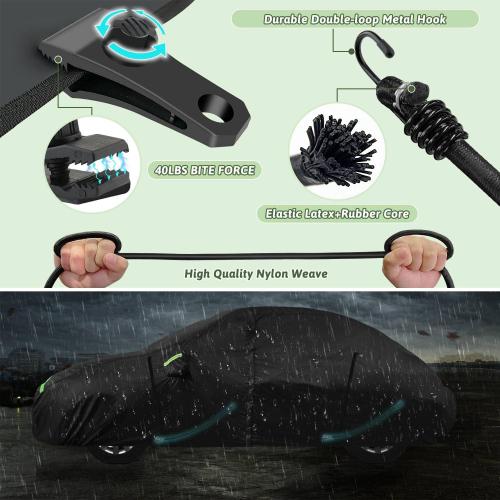 Car Covers for 1998-2025 Volkswagen New Beetle 2 Door, Waterproof All Weather Beetle Full Car Cover 210T Custom-fit Outdoor Windproof Cover with Door Zipper Up to 170”L(Black)