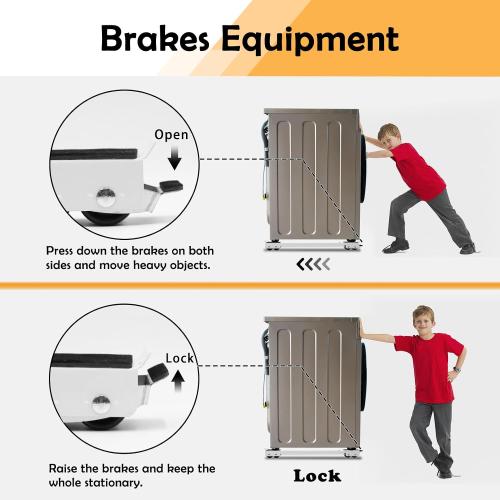 Extendable Furniture Appliances Rollers, Mover Tools with 24 Roller & Brake Equipment for Heavy Washing Dryer Machine Refrigerator for Mobile Wheels Strong Base Stand Hold Up to 660 lb White