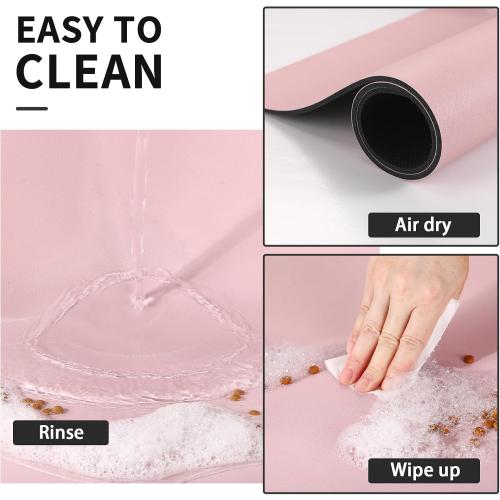 HotLive Dog Food Mat - Absorbent Cat Mat for Food and Water, No Stains Pet Feeding Bowl Mat, Easy to Clean Pet Placemats, Quick Dry Dog Water Dispenser Mat for Messy Drinkers | Paw Pink 24x36