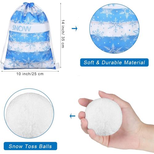 Elcoho 22 Pieces Snow Toss Games Banner Snow Toy Ball Set Winter Toss Cornhole Games Banner with Snow Toss Balls and Drawstring Bag for Xmas Indoor Outdoor Throwing Games Party Supplies