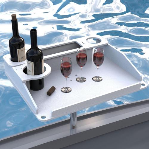 23.2'' x 19.2'' x 4'' Utility Boat Table with Rod Holder Mount, Portable Boat Table and Boat Bar, Marine Tables for Boats with Cup Holders Storage
