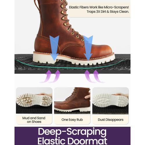 DEXI Front Door Mat Outside Entrance, 17x30 Spring Entryway Doormat Dirt Trapper, Heavy Duty Non Slip Entry Mats for Patio Garage Porch Home Decorative, Colorful Floral