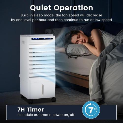 ARLIME 3 in 1 Evaporative Air Cooler, Windowless Swamp Cooler with 4 Modes, 3 Speeds, 7H Timer, Wide Oscillation, Remote, Double Tanks and 4 Ice Packs, Cooling Fan for Bedroom Living Room Office