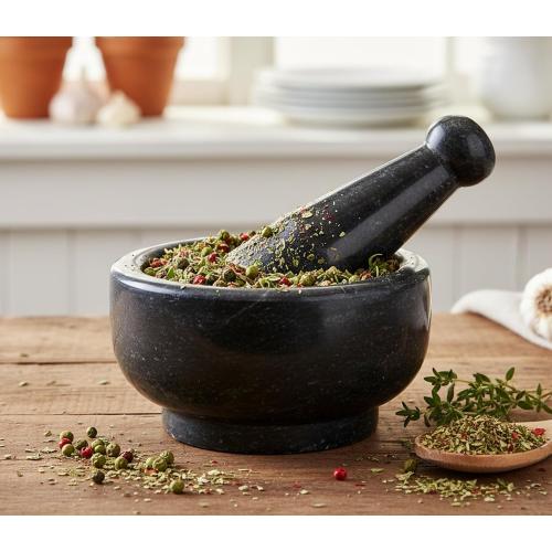 5 Diameter Natural Stone Mortar and Pestle Set as Spice Grinder, Medicine Masher - Okhli & Musal (Black)