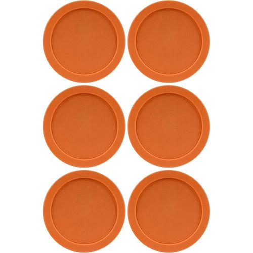 Replacement Lids fits Pyrex 4-Cup Glass Food Storage Container Bowls, 6-Inch Plastic Round Lids Covers for Pyrex 7201-PC, Airtight & Leakproof (6-Pack, Orange)