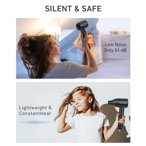 Hair Dryer, 150000 RPM High-Speed Brushless Motor Negative Ionic Blow Dryer for Fast Drying, Low Noise Thermo-Control Hair-Dryer-with-Diffuser and Nozzle