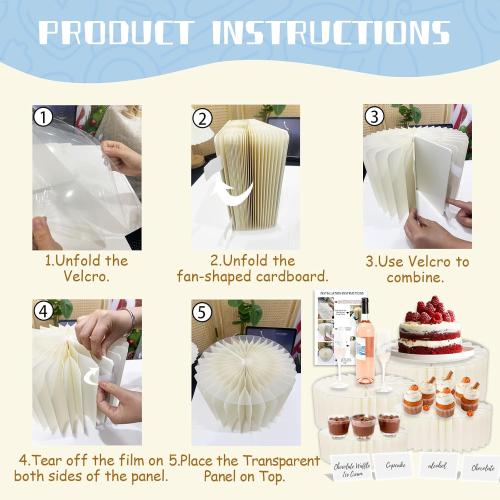 Buffet Risers Food Risers for Display Party Included 4 Sizes Foldable Buffet Risers with Acrylic and Mini Signs for Party Pedestal Cake Stand Set Catering Dessert Jewelry Collectibles Boxes