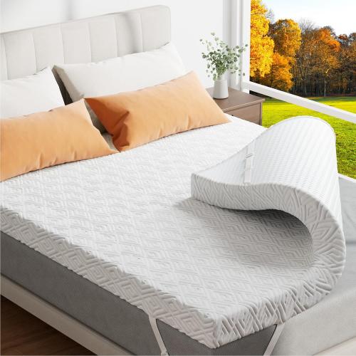 Memory Foam Mattress Topper - 3 Inch Gel Mattress Pad for Pressure Relief, Premium Soft Cooling Sleep Bed Topper, Non-Slip Design with Removable & Washable Cover, CertiPUR-US