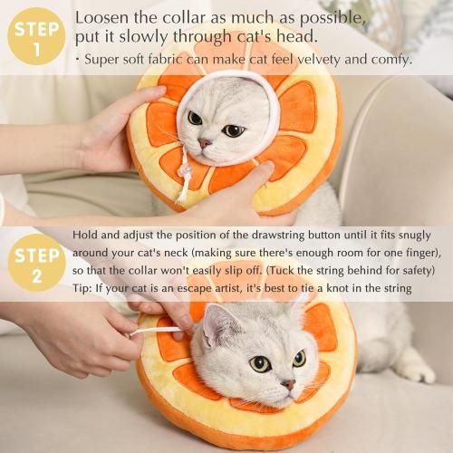 ANWA Adjustable Cat Cone Collar Soft, Cute Cat Donut Collar After Surgery, Kitten Recovery Cones to Stop Licking