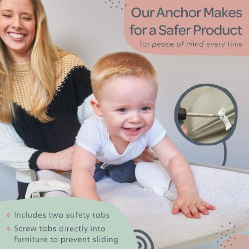 Baby Changing Pad with Secure Strap 32 x 16, Changing Diaper Mat for Table Dresser Change Station Soft, White