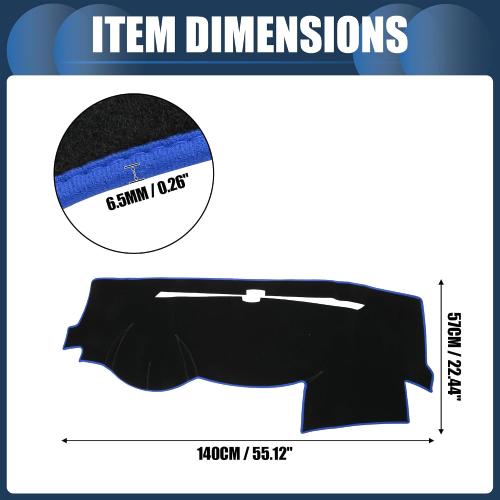 Dash Cover, Center Console Non-Slip Dashboard Carpet Mat for Dodge Durango 2014-2020 Polyester Black Blue,1Pc