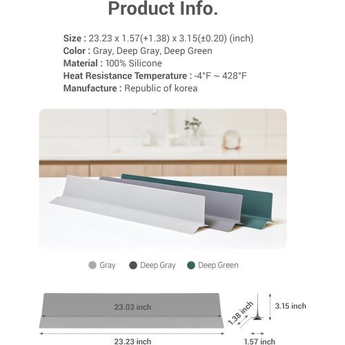 Size 23 inches Color Grey 100% Premium Silicone Kitchen Sink Splash Guard - Non Slip Strong Suction, Durable, and Easy-to-Clean Splash Protector for Mess-Free Cooking and Dishwashing (Gray)