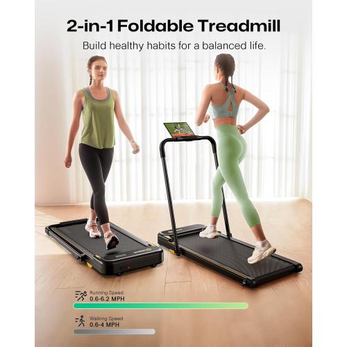 Black and Orange UREVO Strol 2E 2-in-1 under-desk Treadmill