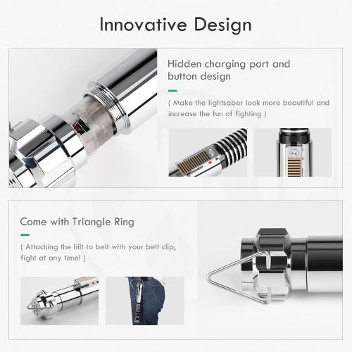 CUSTOM SABER RGBX Smooth Swing, 16 Sound Fonts, Motion Control Color Changing Light Saber by Aluminium Alloy Hilt, Support Real Heavy Dueling Luke V2 Saber