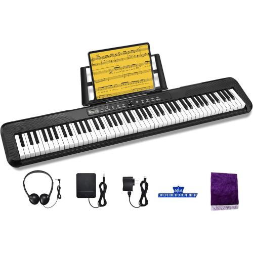 88 Key Digital Piano, Semi Weighted Electronic Keyboard Piano with Music Stand, Power Supply, Sustain Pedal, Bluetooth, MIDI, for Beginner Professional at Home, Stage