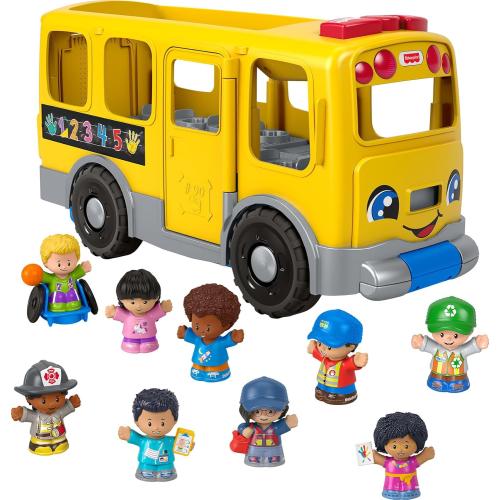 Fisher-Price Little People Toddler Toy Big Yellow School Bus & Community Heroes Set, Musical Pull-Along Vehicle & Figures for Kids Ages 1  Years (Amazon Exclusive)