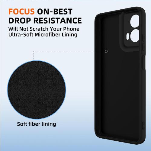 for Motorola Moto G 5G 2024 Case,Liquid Silicone Upgrade[Soft Anti-Scratch Microfiber Lining][2 HD Screen Protector][Full Camera Protection] Shockproof Case Moto G 2024 Phone Case 6.6 inch -Black