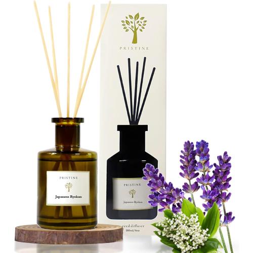 PRISTINE Japanese Ryokan Reed Diffuser for Home | Fresh Lavender, Moroccan Amber Reed Diffuser Set, Oil Diffuser & Reed Diffuser Sticks- Home & Office Decor-Fragrance Gift