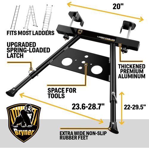 Ladder Stabilizer, Extension Ladder Stabilizer for Roof Wall Standoff Ladder Accessory Safety Stability Aviation Grade Aluminium, Adjustable Length 22-29.5In Ladder Stabilizer