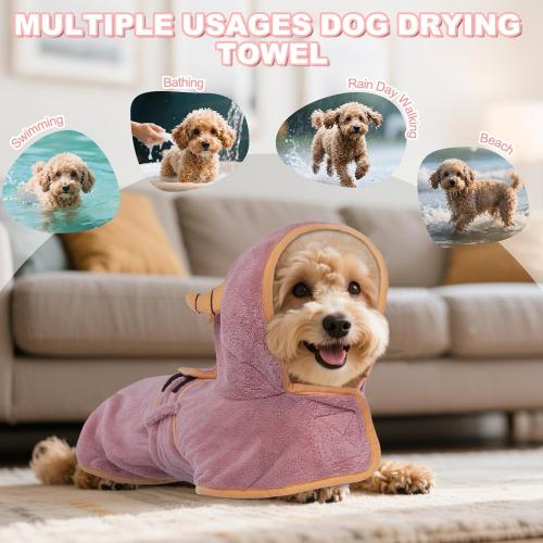 Size XS DENTRUN Dog Robes for After Bath - Super Absorbent & Fast Drying Coat with Hood, Puppy Bathrobe Beach Essentials, Bath Towels for Drying Dogs Small, Bath/Beach/Swimming Quick Dry Towel Robe