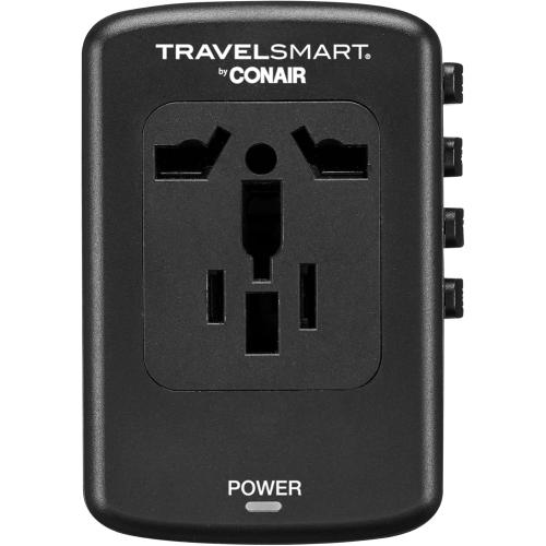 Conair Fast Charge Universal Travel Adapter - All-in-One European and Worldwide Travel Plug Adapter with Surge Protection - Includes USB C Port