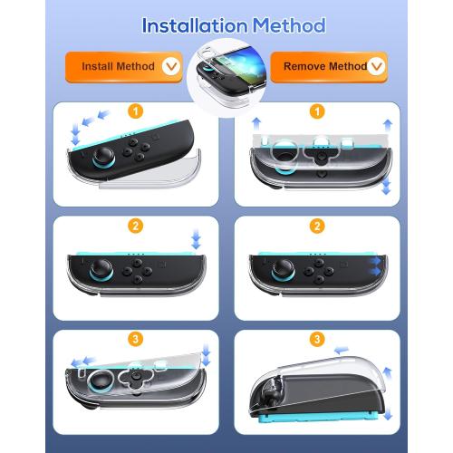 FYOUNG Protective Case for Nintendo Switch 2 2025, Switch 2 Case Slim Hard Shell Accessories, Scratch&Shock Protection Cover with Screen Protector, 8 Thumb Grip (Clear, Switch 2 7.9inch)