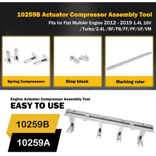 10259A/10259B Engine Actuator spring Compressor Assembly Tool Fits for Fiat MultiAir Engine & Turbo Engine 2012-2019 1.4L 16V / Turbo / 2.4L / BF/FB/FF/PF/UF/VM