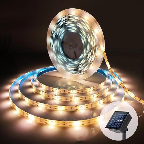 Solar LED Strip Lights Outdoor Solar Powered Rope Light Waterproof 10FT Cuttable Tape Lighting with 8 Modes for Fence, Outside, Stair, Step, Yard, Pool, Camping, Party, 1 Pack
