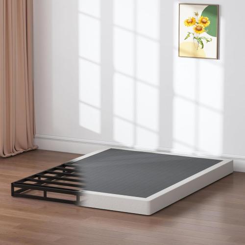 Box Springs 5 Inch Queen Box Spring Only Bed Base, Mattress Foundation, Easy Clean Fabric Cover, Non-Slip, No Noise, Easy Assembly