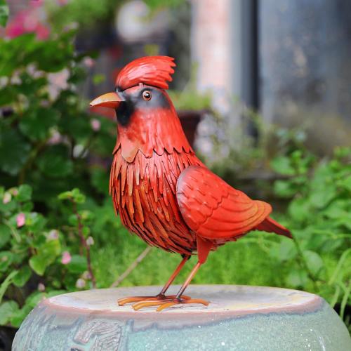 Shorayn Cardinal Garden Statues Large Red Bird Outdoor Decor Metal Yard Art Lawn Ornaments,Garden Birthday Housewarming Gifts for Women