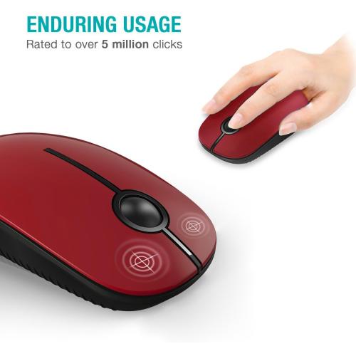 VssoPlor Wireless Mouse, 2.4G Slim Computer Laptop Mouse, Black and Red | Portable Mouse, Plug & Play USB Nano Receiver, Quiet Silent Optical Mice for Notebook, PC, Laptop, Computer, Windows, Mac