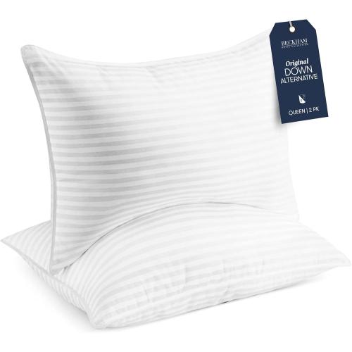 Beckham Hotel Collection Bed Pillows Standard/Queen Size Set of 2 - Original Down Alternative Pillow for Sleeping - Bedding for Back, Stomach or Side Sleepers