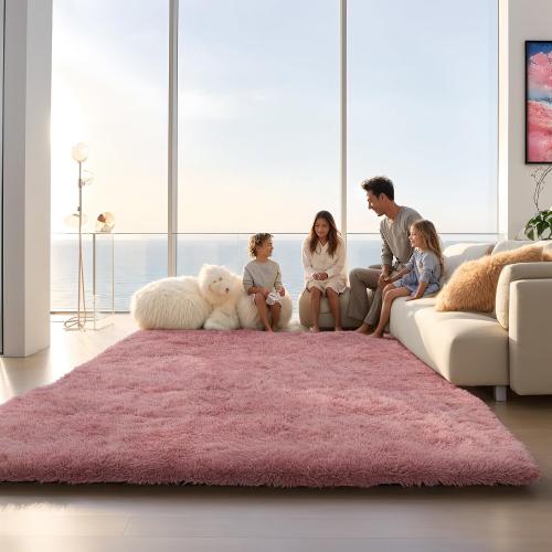 Rugs for Bedroom , Soft Area Rug for Living Room Dorm, Non Slip Shag Rugs for Girls Boys Bedroom, Soft Kids Carpet, Modern Home Decor Aesthetic(Blush)