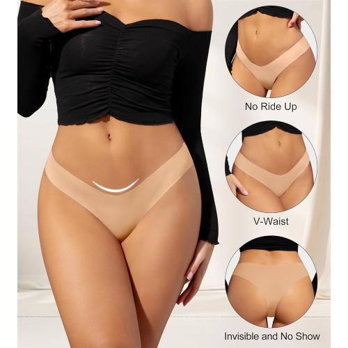 Size XS...DEANGELMON ..7 PackWomen Seamless Bikini Cheeky Underwear Invisible No Show Panties V-Waist Hipster Ladies Soft Stretch Multi Pack