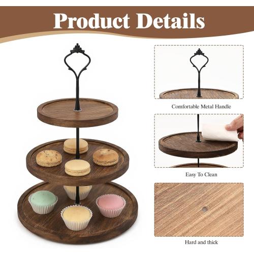 3 Tier Serving Tray - Versatile 3 Tiered Tray Stand, for Home Tea Party, Wedding, Farmhouse and Kitchen Decor, Tea Party Decor, Multiple Uses, Stable and Durable