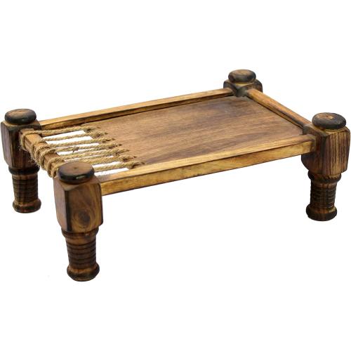 Size 11.5 Color Brown eSplanade Cot Charpai Khaat Serving Platter Tableware Serve-Ware for Home and Kitchen | Wood - 11.5 Inches - Brown