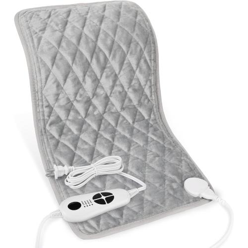 Weighted Heating Pad-Electric Heating Pads for Back,Neck,Abdomen,Moist Heated Pad for Shoulder,Knee,Hot Pad for Arms and Legs,Dry&Moist Heat & Auto Shut Off(Weighted Silver,12''×24'')