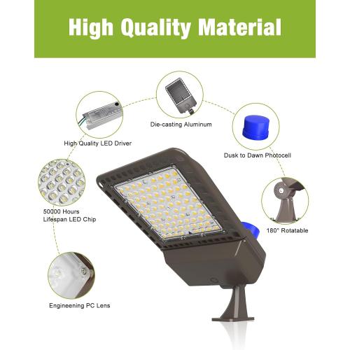YXL LED Parking Lot Light, 200W LED Shoebox Light with Dusk to Dawn Photocell,28000LM 5000K Daylight Arm Mount, IP65 Waterproof, LED Area Light for Parking Lot Sports Stadium, 3 Pack