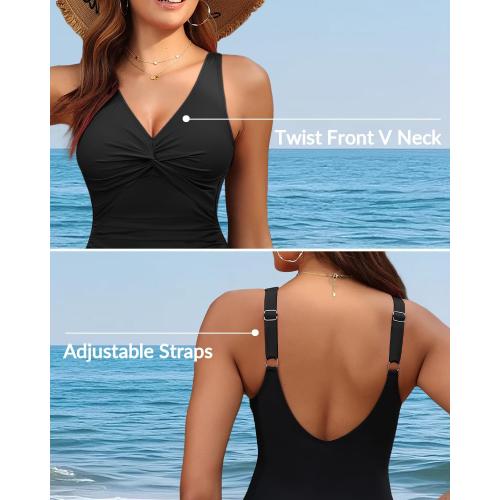 Size M Holipick Women Tummy Control One Piece Swimsuit - Push Up Bathing Suit Full Coverage Slimming Swimwear