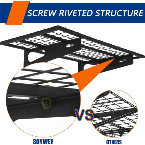 BLACK 2-Pack 1.5x3FT Garage Shelving 17.7-inch-by-35.8-inch Wall Shelf Garage Storage Rack Wall Mounted Floating Shelves, Black
