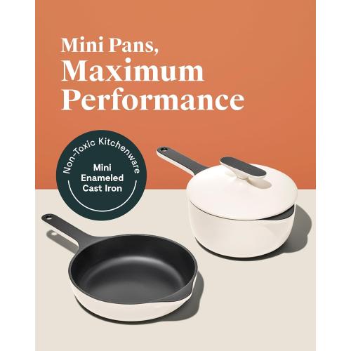 Caraway Cast Iron Skillet - 8” Enameled Cast Iron Pan With 3 Layer Enamel Coating - No Seasoning Required - Compatible With All Stovetops - Free From Forever Chemicals - Midnight Blue