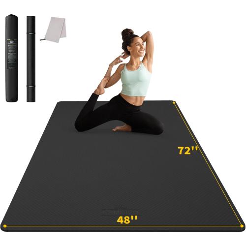 CAMBIVO Yoga Mat 72 x 48 Large Workout Mat for Home Gym Flooring | 6mm-12mm (0.24-0.48) Extra Thick Exercise Mat for Apartment Fitness | High-Density TPE Cushioning for Joint Protection‼️light dirt‼️