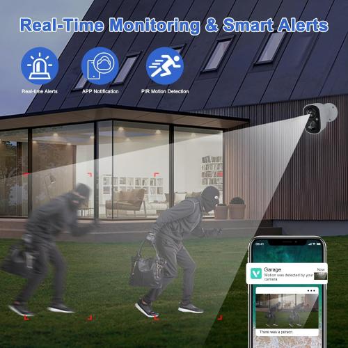 Security Cameras Wireless Outdoor, 2K Battery Powered WiFi Cameras for Home Security with AI Motion Detection, Color Night Vision, Spotlight, Siren, Waterproof, SD/Cloud Storage ( missing the instructions)