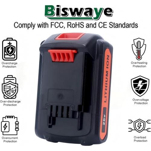 Biswaye LBXR20 20V Lithium Battery Compatible with Black & Decker 20V MAX Lithium Battery LBXR2520 LBXR2020 LBX20 LB2X4020 LB2X3020 and LCC221 LST522 LST201 LST220 LST300 20-Volt Max Tools