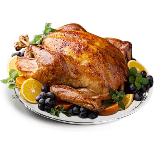 14 In Stainless Steel Roasting Pan, Stainless Steel Heavy Duty Kitchenware Round Roaster Pan Large XLarge Big Size Green Egg Drip Pan for Turkey Baking,Roast Chicken,Brushed Surface & Dishwasher Safe
